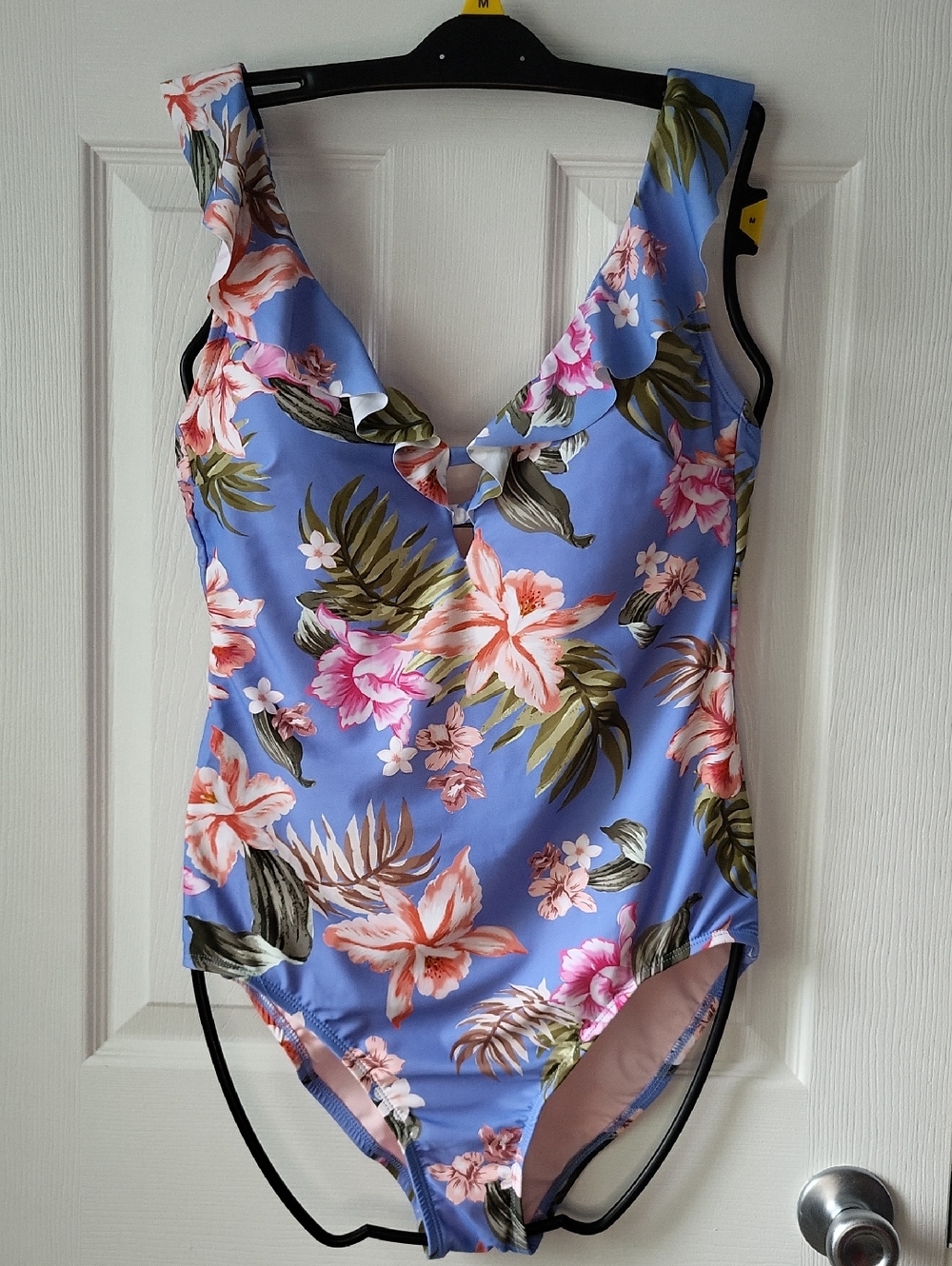 Kona Sol Lavender Floral Ruffle One-Piece Swimsuit
